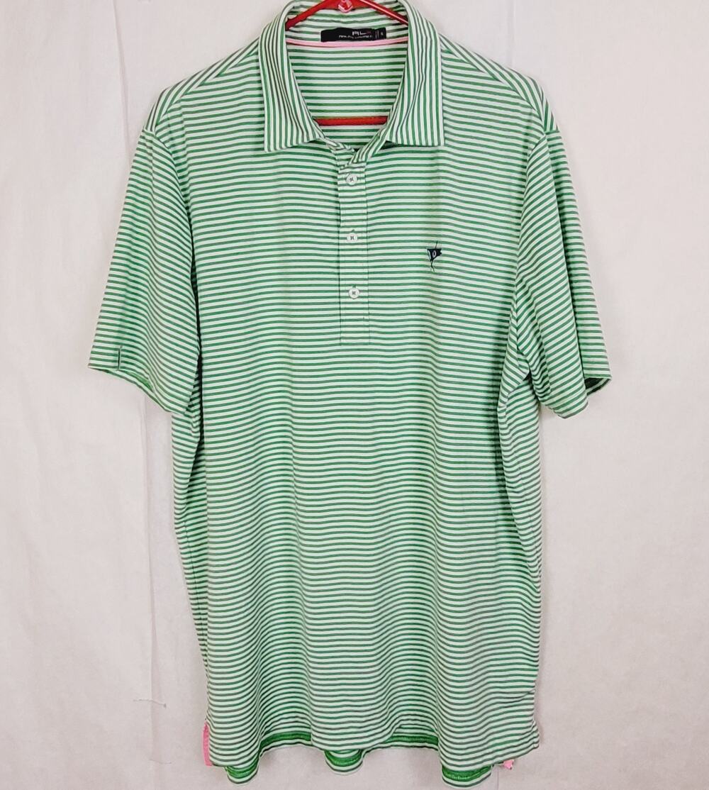 Ralph Lauren RLX green striped golf polo shirt Size XL Active Preppy Performance